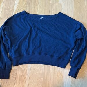 Hollister off the shoulder Navy Blue Cropped Sweatshirt